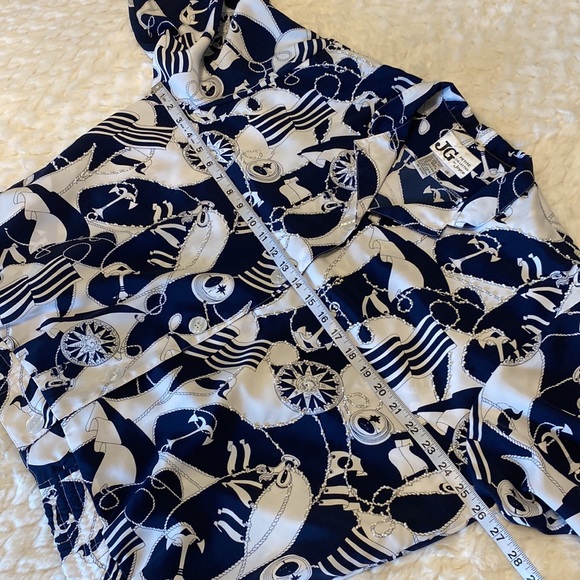 JG by Joyce women’s Nautical print  button down embellished lightweight jacket - Picture 6 of 13